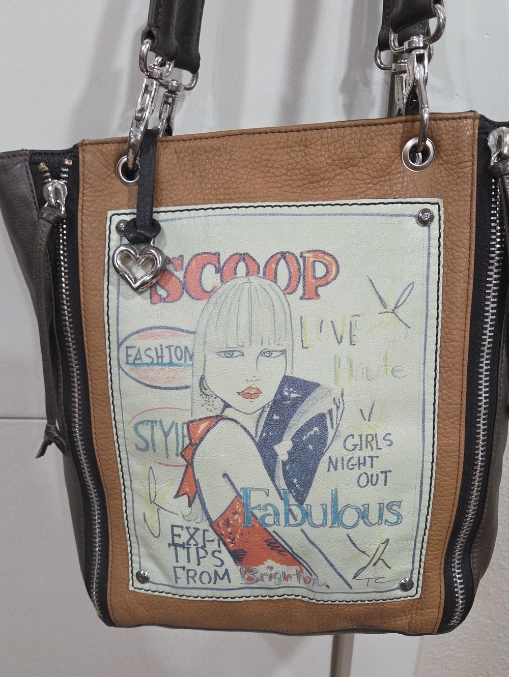 Brighton Rare Fashionista  Fabulous Scoop Girls Night Out Tan & Black Tote Bag